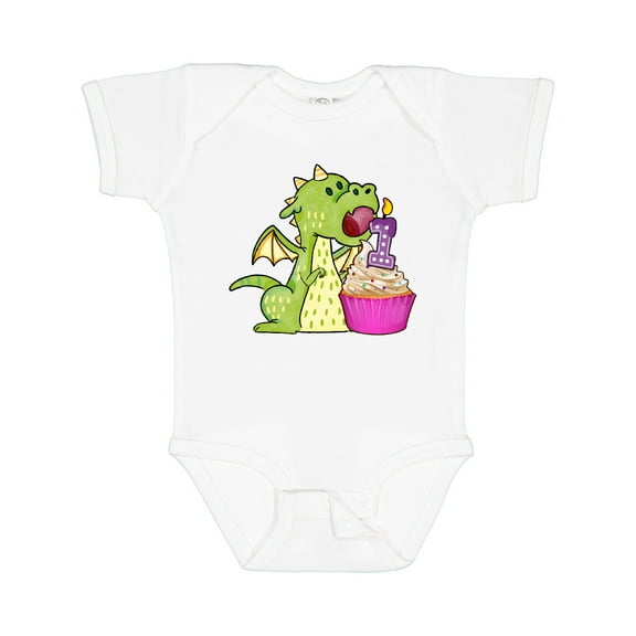 Inktastic Dragon Cupcake 1st Birthday Boys or Girls Baby Bodysuit