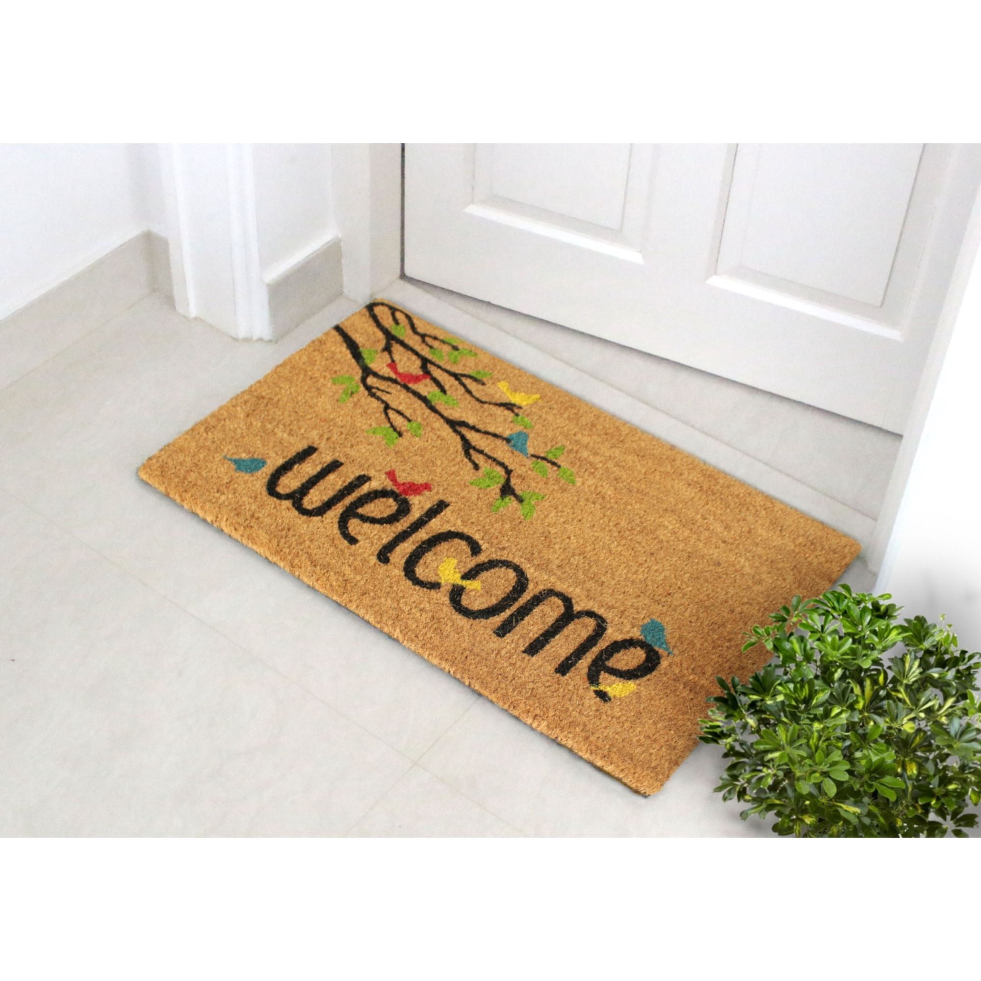 Rugsmith Multi Machine Tufted Welcome Birds Doormat, 18" x 30"