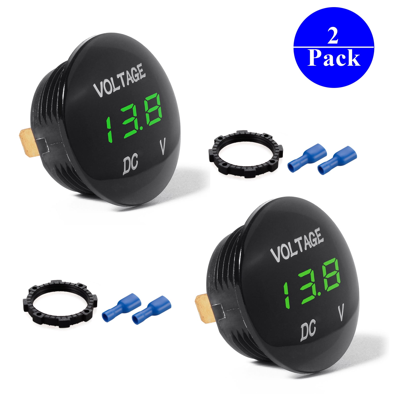 2pack Digital Dc Auto Battery Voltage Car Lighter Socket Plug-In Meter ...