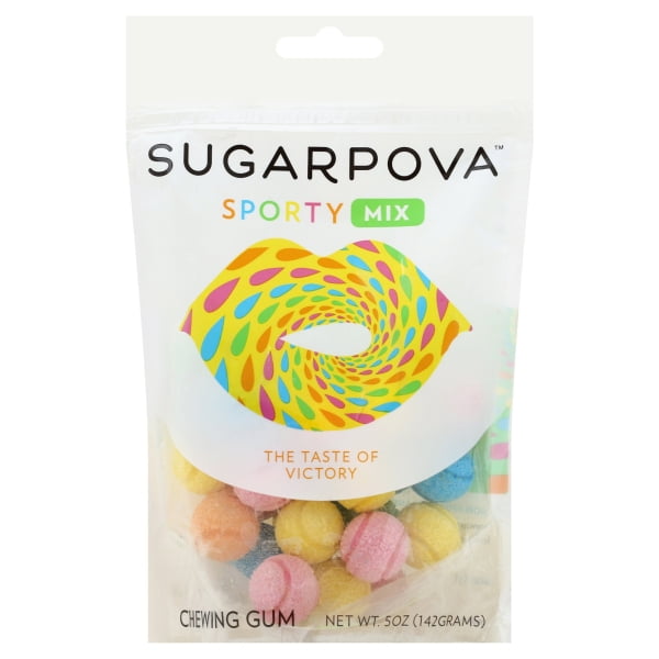 Sugarpova Sporty Mix Tennis Ball Chewing Gum 5 Ounce Bags, (Pack of 20