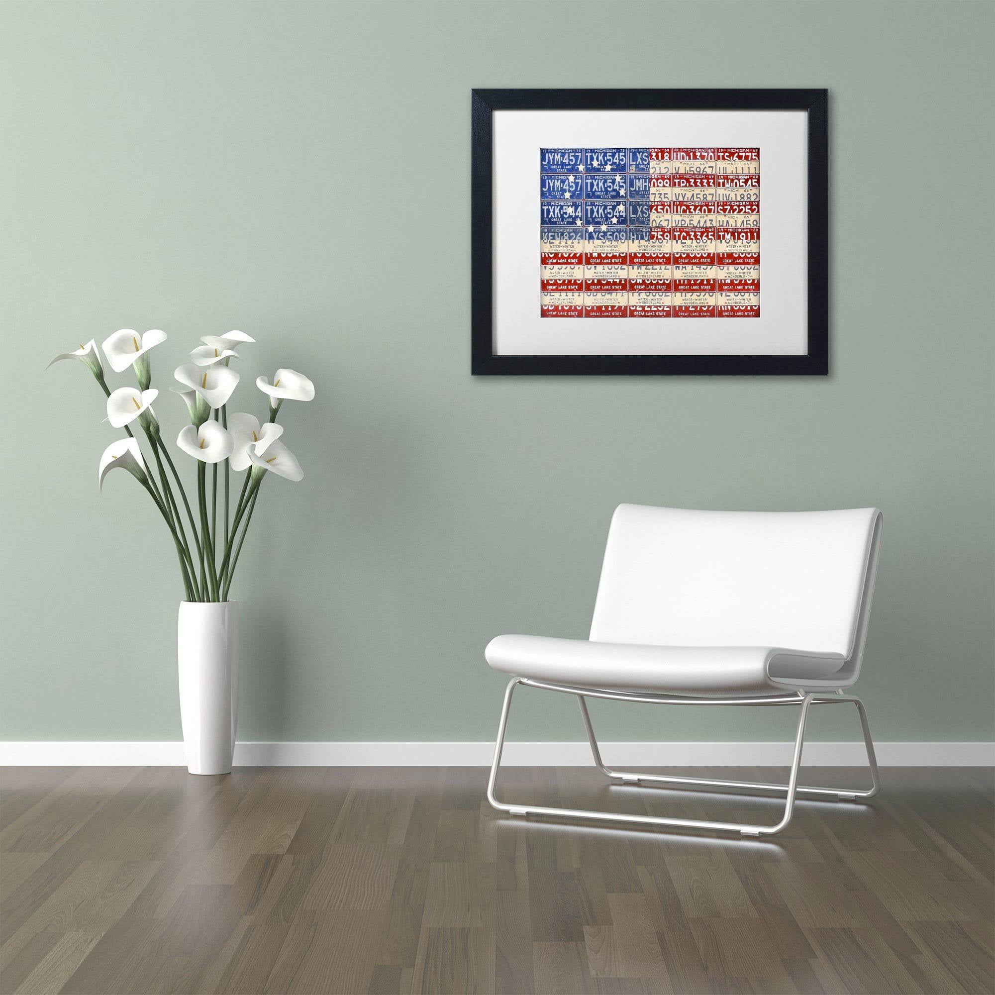 Trademark Fine Art 'Betsy Ross Flag' Canvas Art by Design Turnpike, White Matte, Black Frame