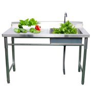 Miumaeov Commercial Kitchen Utility Sink with Stand 304 Stainless Steel Freestanding Kitchen Sink with Faucet and Worktable Multi-functional Shelf for Garage Restaurant Kitchen Laundry