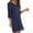 Navy, variant on Women Night Robe Solid Color Lace Trim 3/4 Sleeve V Neck Loose Fit Sleep Spring Summer Home Silky Breathable Elegant Soft Lingerie Kimono
