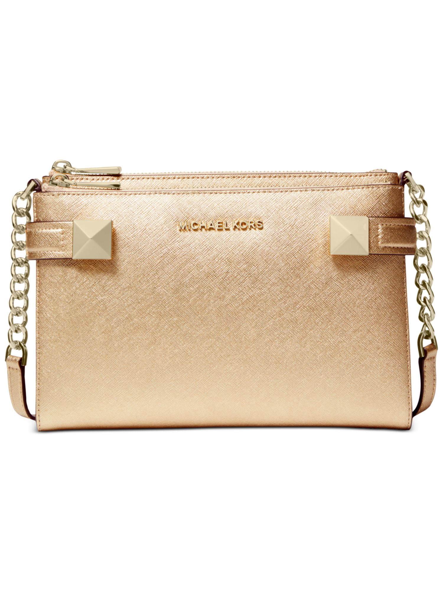 MICHAEL KORS Gold Leather Clutch 