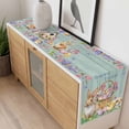 thumbnail image 4 of Happy Easter Table Runner 70 Inches Long Farmhouse Dress Scarves, Spring Easter Eggs Bunny Floral Teal Wood Dining Tablerunner for Coffee Table/Kitchen Island/Party Décor, 13" x 70", 4 of 8