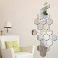 thumbnail image 2 of 12 Pcs Wall Decoration Mirror Stickers Non Glass Mirror Plastic 3D Mirror Hexagon Acrylic Mirror Wall Decor S, Silver, 2 of 5