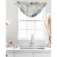 thumbnail image 4 of Waterfall Valances for Windows, Blue Beige Coastal Kitchen Sheer Valance Curtains, Summer Beach Starfish Coral Nautical Rustic Rod Pocket Swag Valances for Living Room Bedroom, 47.2"x38.5", 2 Panel, 4 of 8