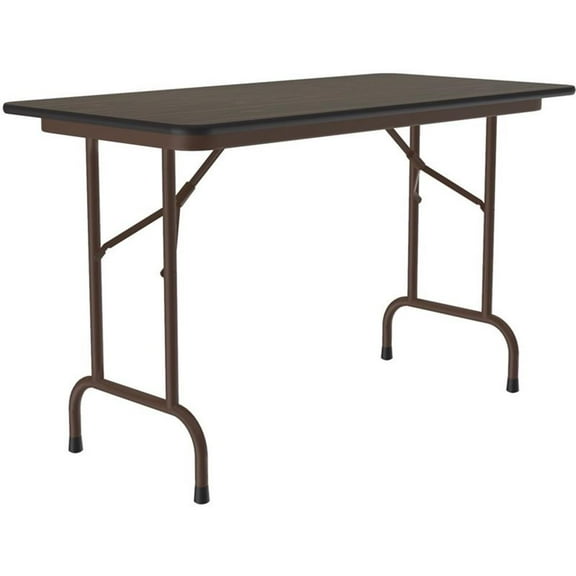 UrbanPro 24"W x 48"D Metal & Wood Folding Table in Walnut/Wishbone