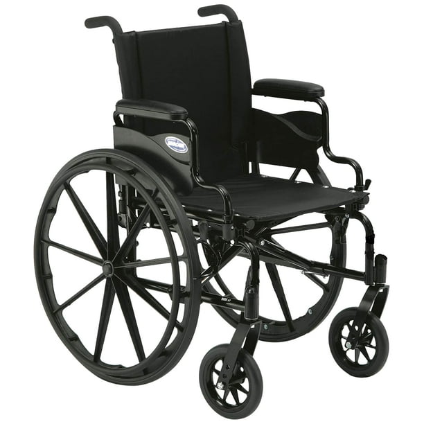 Silla de ruedas Invacare 9XT_29155 Serie 9000 XT de alto rendimiento, ligera, con brazos de longitud completa y asiento de 45 cm de ancho, color negro satinado