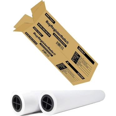 24’’ x 150’ Plotter Paper (New and Premium 2 Rolls) 20 lb Uncoated 96 Bright White (75 GSM with 2’’ Core) CAD Paper Rolls For Engineers, Architects, Copy Service Shops w/Inkjet Printers