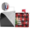 thumbnail image 4 of Christmas Tree Mailbox Cover - Magnetic Red Black Buffalo Plaid - Large Winter Snowflakes - Oversized 25.5 x 21 - Happy New Year Post Letter Box Wrap, 4 of 6