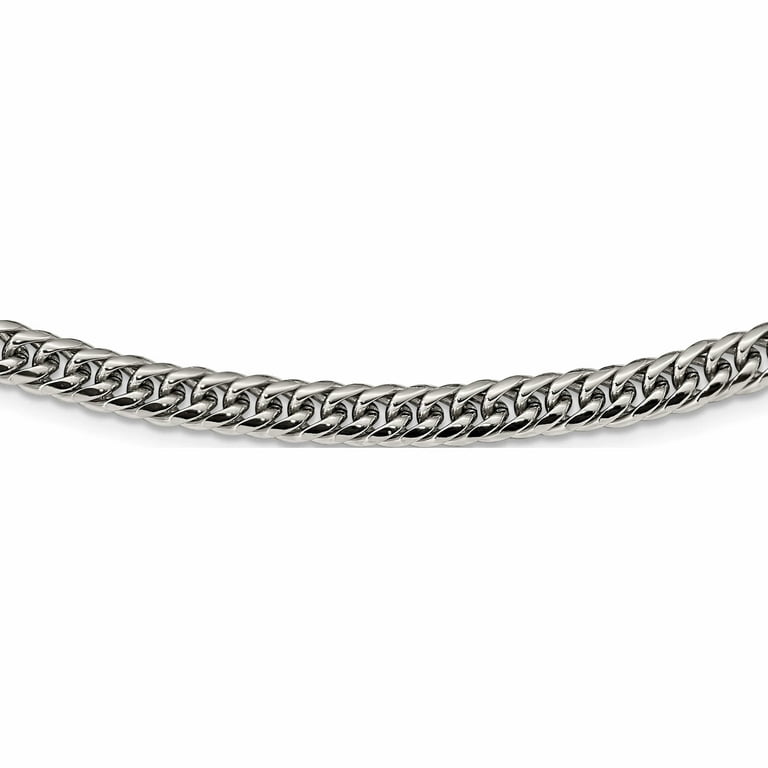 Stainless Steel Polished 24In Double Curb Chain Necklace (24 X