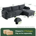 thumbnail image 2 of 109" L-Shaped Modular Sectional Sofa with Sleeper Bed, Storage & Movable Ottomans, Oversized Deep Seat Cloud Couch, Convertible 4-Seat Sofa for Living Room or Apartment (Gray, High Legs 3.15"), 2 of 9