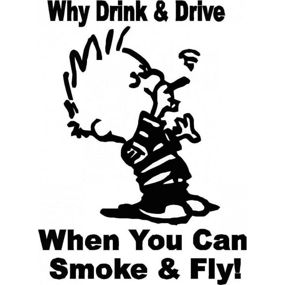 Why Drink And Drive When You Can Smoke And Fly Picture Art - Living Room - Home Decor Sticker - Vinyl Wall Decal - 20x20Inches