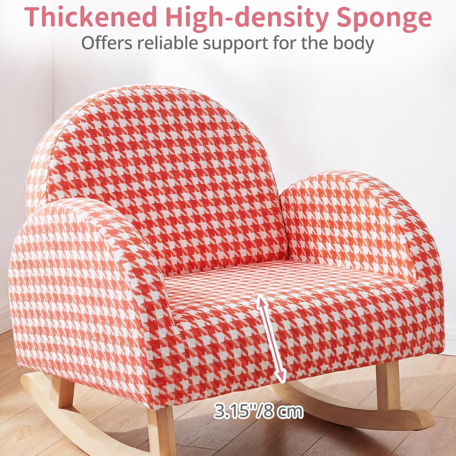 INFANS Kids Sofa, Toddler Rocking Chair with Solid Wooden Frame, Anti-Tipping Design, Plush Fabric, Children Armchair for Nursery Kindergarten Gift for Boys Girls