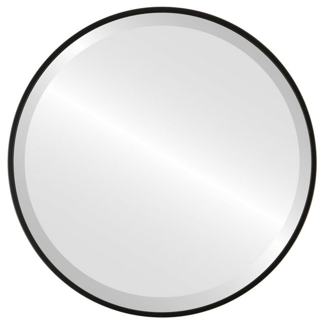 Singapore Framed Round Mirror - Matte Black - 25" x 25"