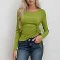 thumbnail image 1 of Roncen Chemises à Manches Longues pour Femmes Col Rond Hauts Coupe Ample Extensible Décontracté Entraînement Basique T-Shirts de Printemps 2026, 1 of 6