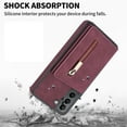 thumbnail image 5 of SaniMore for Samsung Galaxy S23 Plus 2023 Back Case with Zipper Card Pokcet Flip Wallet/Kickstand Shock Absorption Anti-fall Retro PU Leather Wear-resistant Shell For Samsung Galaxy S23 Plus, Winered, 5 of 9