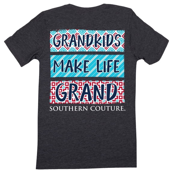 Southern Couture Classic Collection Grandkids Make Life Grand Short Sleeve Womens Classic Fit T-Shirt; Dark Heather, Large