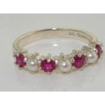thumbnail image 6 of LBG British Made 10k White Gold Cultured Pearl & Ruby Womens Eternity Ring - Size 8.25 - 33 size options, 6 of 7