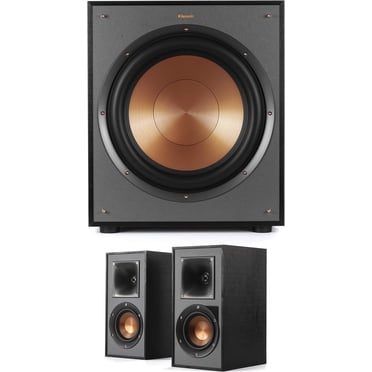 Klipsch R-120SW 200 Watt Subwoofer with Klipsch R-41PM Powered Monitored Speakers TV and Turntable Ready (2018)