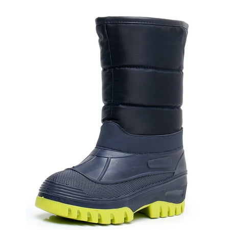 

Blikcon Boys Girls Insulated Waterproof Mid Calf Winter Snow Boots(Color : Navy Size : 13 Little Kid)