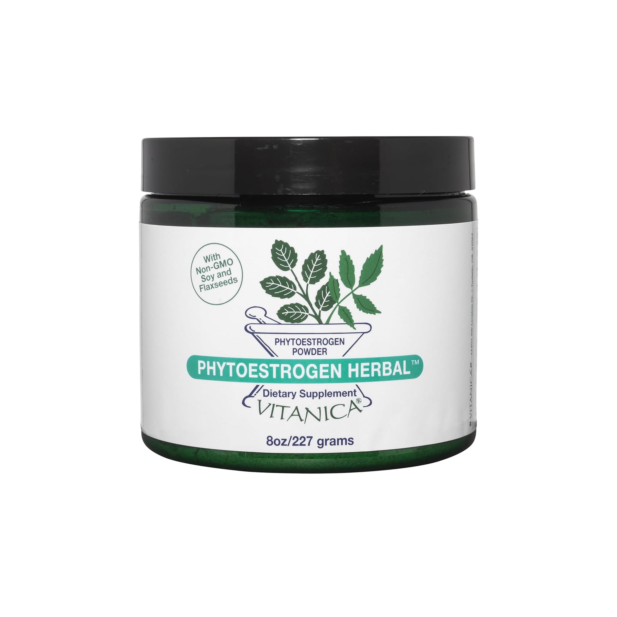 Vitanica Phytoestrogen Herbal Non-GMO PMS, Menopause Relief Supplement for Women, Hormone Balance, Night Sweats & Hot Flash Relief, Soy Isoflavones, Vegan, Powder 8 Oz (Phytoestrogen Herbal Pro Logo)