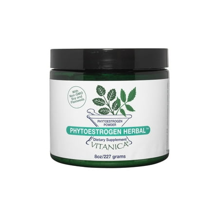 Vitanica Phytoestrogen Herbal Non-GMO PMS, Menopause Relief Supplement for Women, Hormone Balance, Night Sweats & Hot Flash Relief, Soy Isoflavones, Vegan, Powder 8 Oz (Phytoestrogen Herbal Pro Logo)
