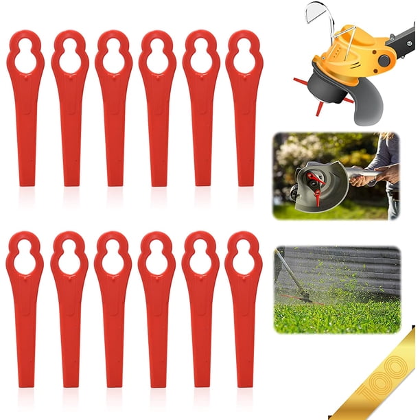Cuchillas de plástico de repuesto, 100 piezas Cuchillas de plástico para recortadora Cuchilla de plástico para recortadora Cuchillo de plástico Desbrozadora, para bordeadora de jardín y césped LingWen 9024715858146