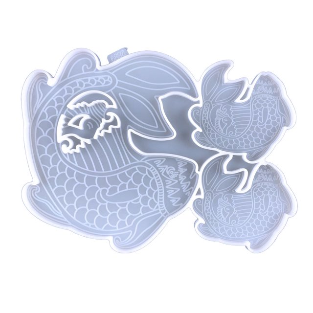 Hugtrwg Molde Pez Dorado Moldes Silicona para en La Pared Resina Arte DIY Manualidades (blanco)
