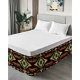 thumbnail image 4 of Ethnic Style Pattern Bed Skirt Queen Size 16" Drop Retro Weaving Red Abstract Art Ruffled Wrap Around Bed Skirts Adjustable Elastic Bedskirt Dust Ruffle for Queen Size Bed, 4 of 7