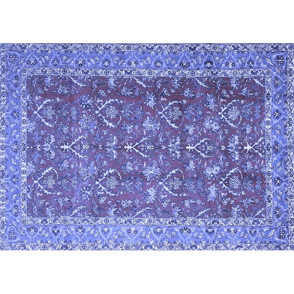 Ahgly Company Machine Washable Indoor Rectangle Persian Blue Traditional Area Rugs, 6' x 9'
