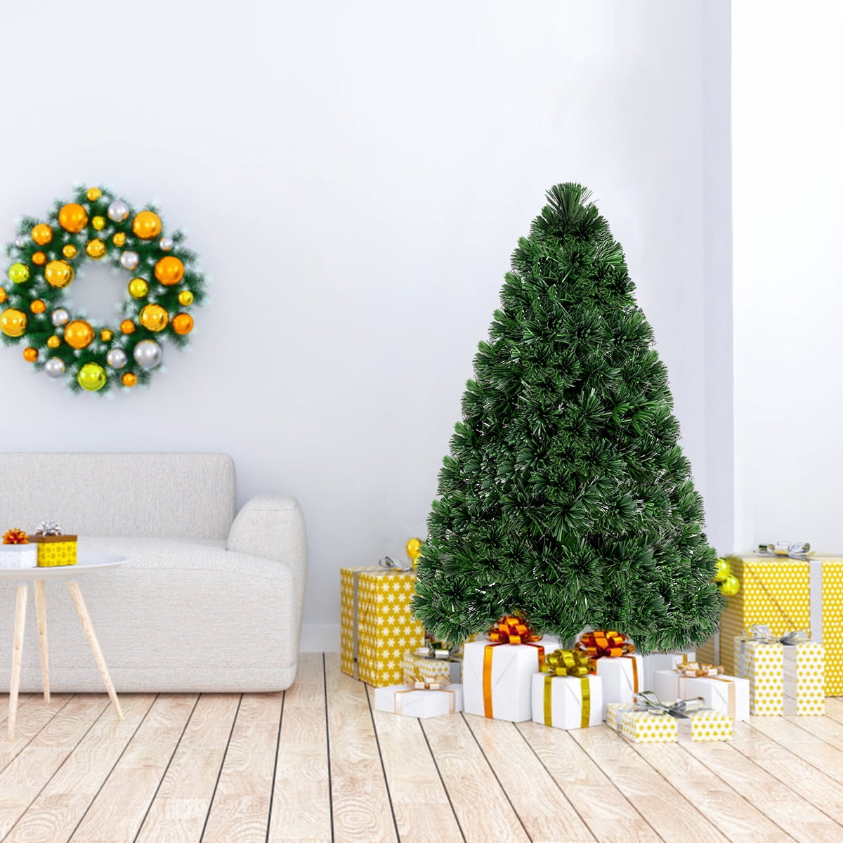 Gymax Fiber Optic 4'Artificia Christmas Tree PVC Material Metal Stand Holidy Decoration