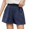 thumbnail image 2 of Shorts for Women 2026 Summer Cotton Linen Elastic Waist Lightweight Wide Leg Relaxed Fit Casual Shorts with Pockets, 2 of 6