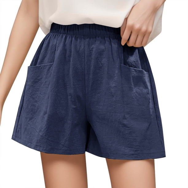 MKLEKYY Pantalones Cortos Anchos, Casuales, de Cintura Alta, Holgados y Finos para Mujer