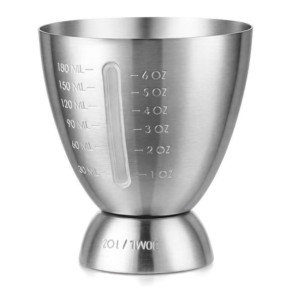Graduated Measuring Jigger with Pourer Spout, 1-6 oz Stainless Steel Multi-Unit Markings Measuring Cup (oz/ml/cm), Heavy Duty Cocktail Shot Cup Bartending Tool Set
