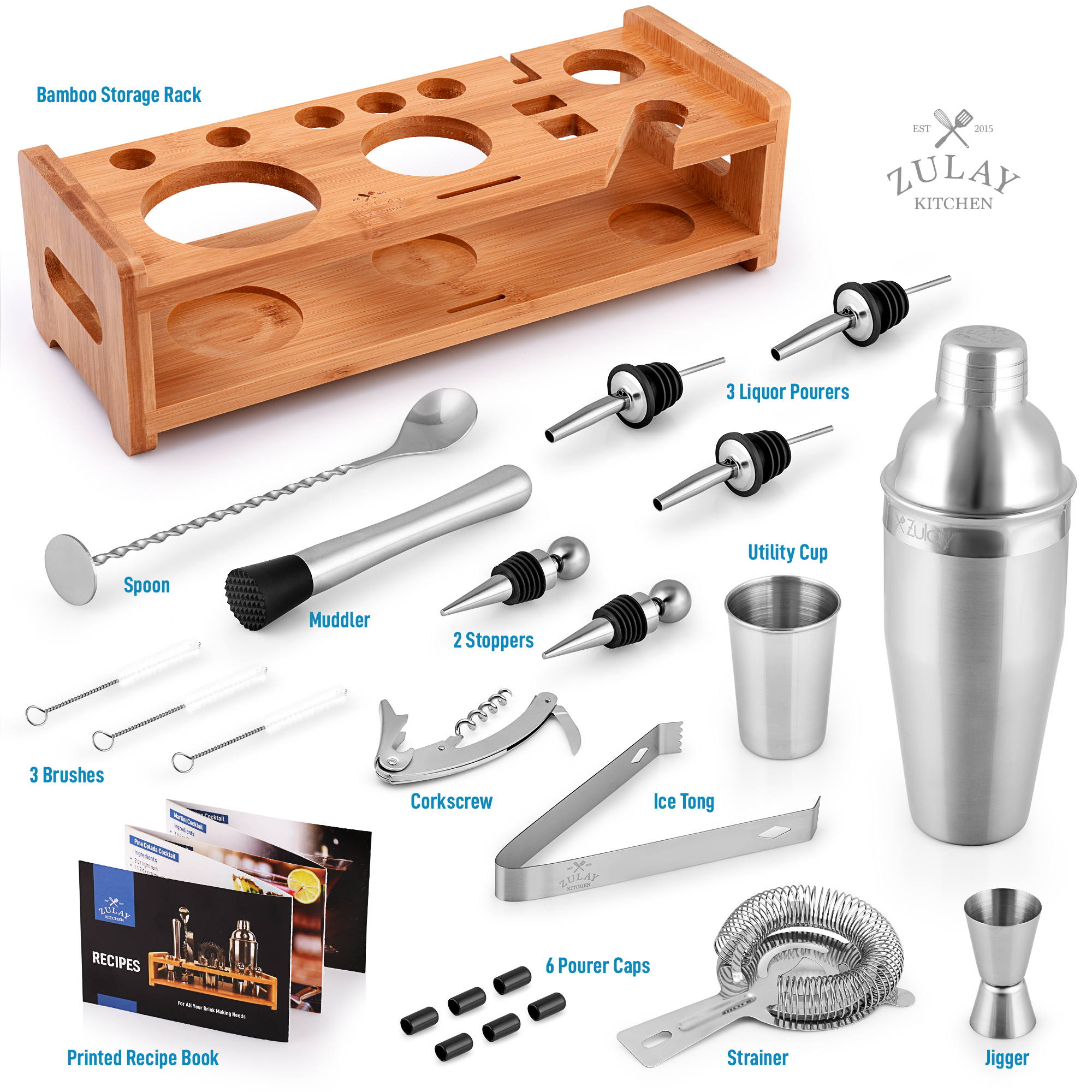 Zulay 24-Piece Stainless Steel Bartender Set Kit — Dutch Growers