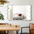 thumbnail image 3 of TEWLOSS Wavy Mirrors Wall Mirror, 30"x20" Bathroom Mirror Wood Framed, White, 3 of 12