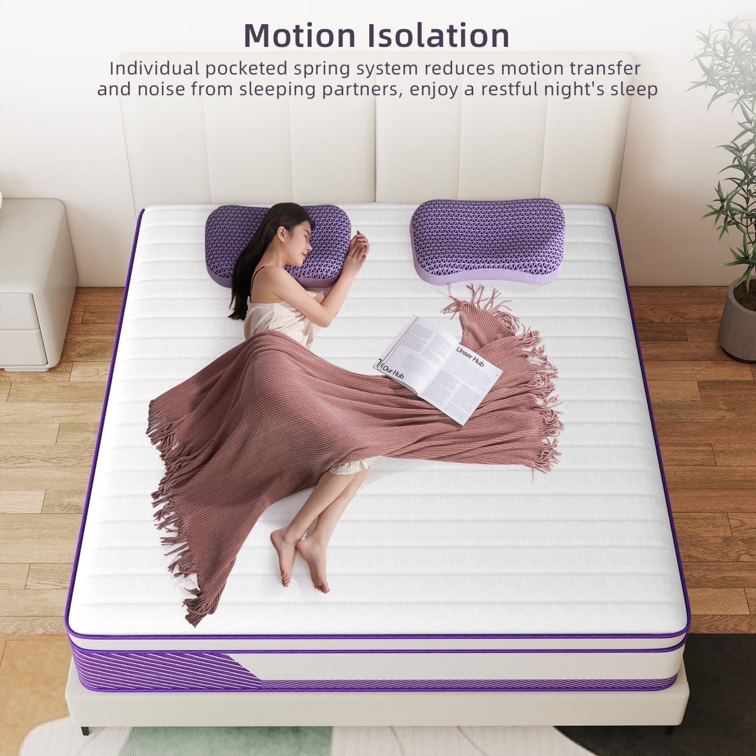 AMENDPATURE 12-inch Twin Hybrid Mattress,Memory Foam & Pocketed Springs,Motion Isolation,CertiPUR-US Certified in a Box,Medium Tension，Adult