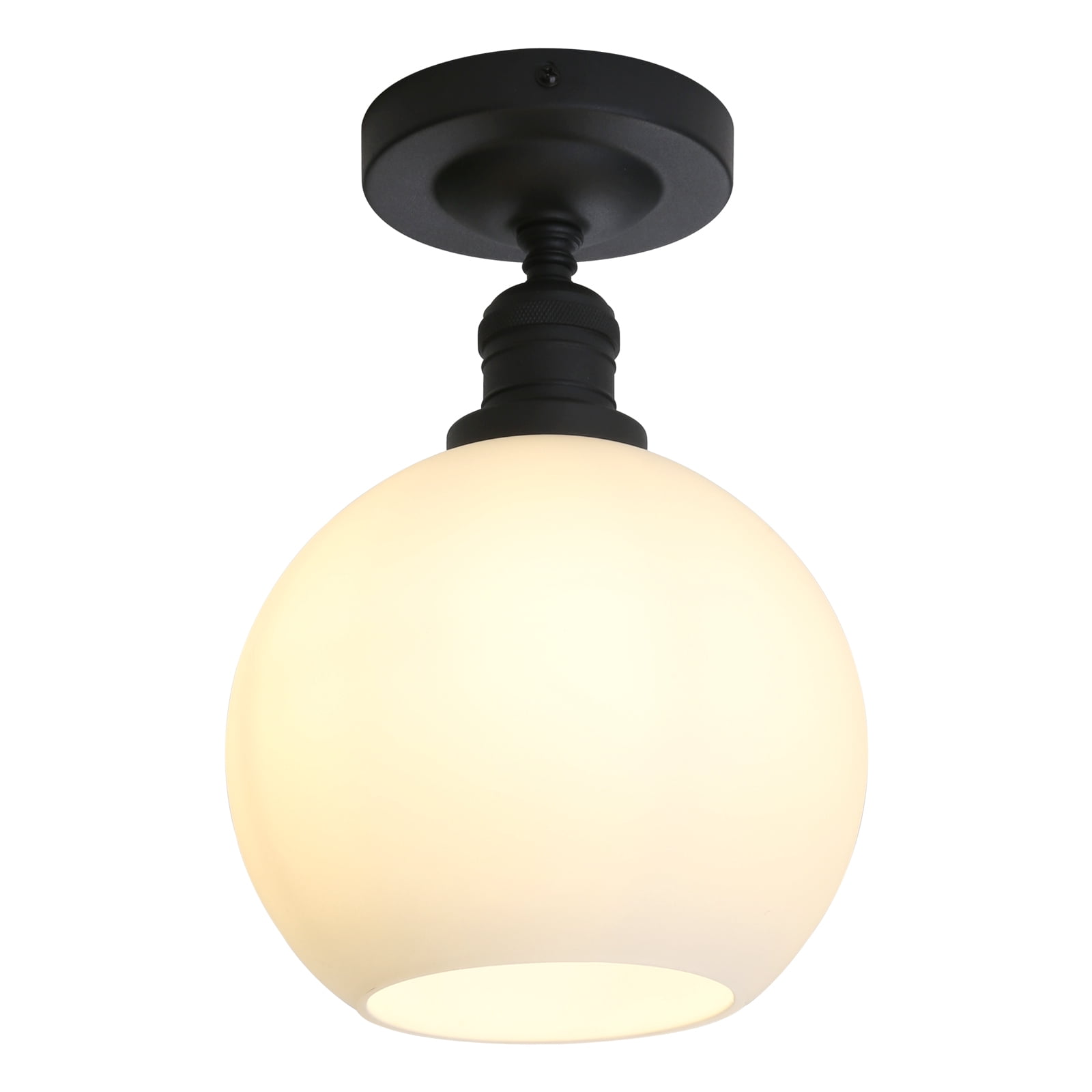 1-Light Ceiling Light, Industrial Globe Cream Glass Shade Close to Ceiling Light for Kitchen Island