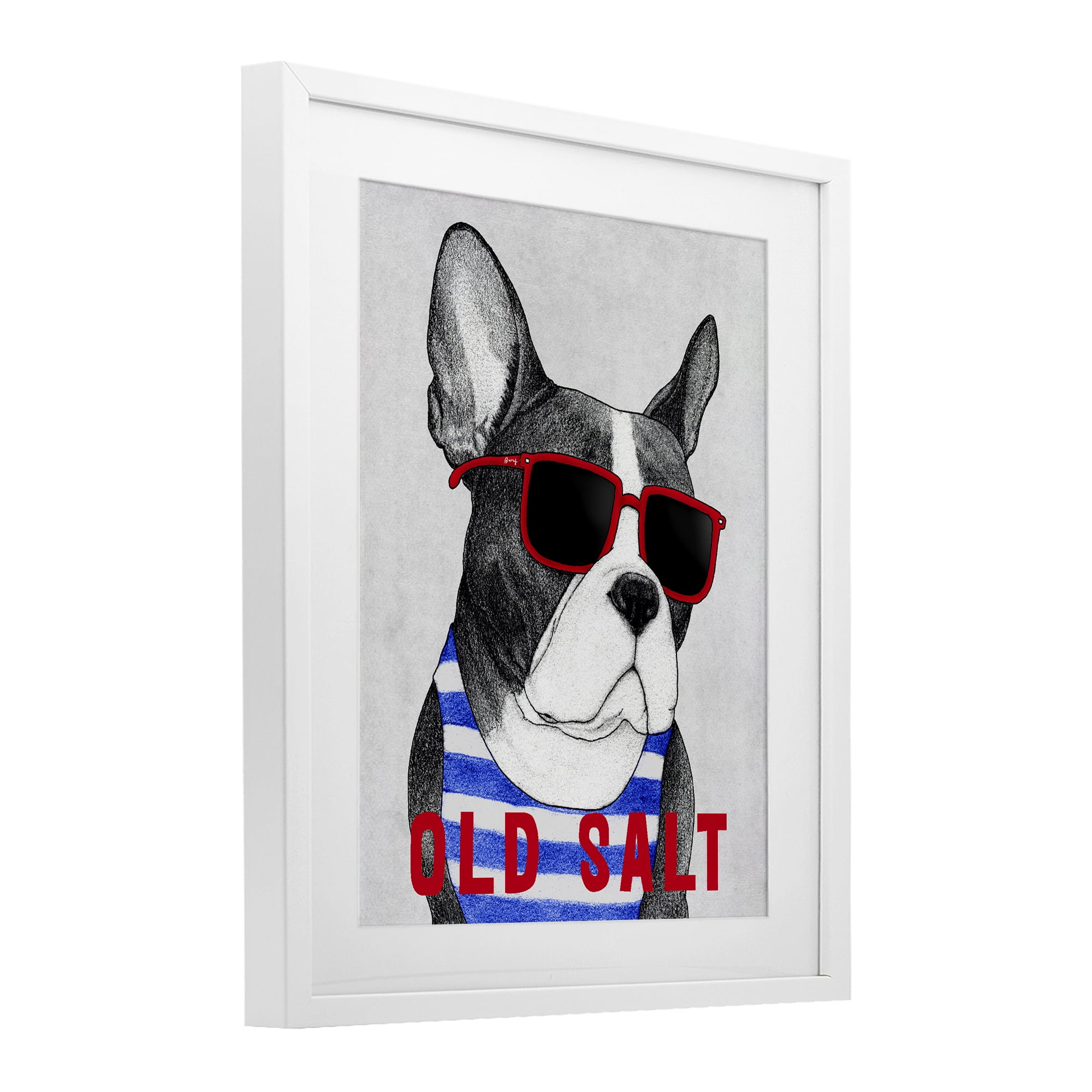 Stupell Industries Old Salt Summer Frenchie White Framed Print Under Glass, design by Barruff