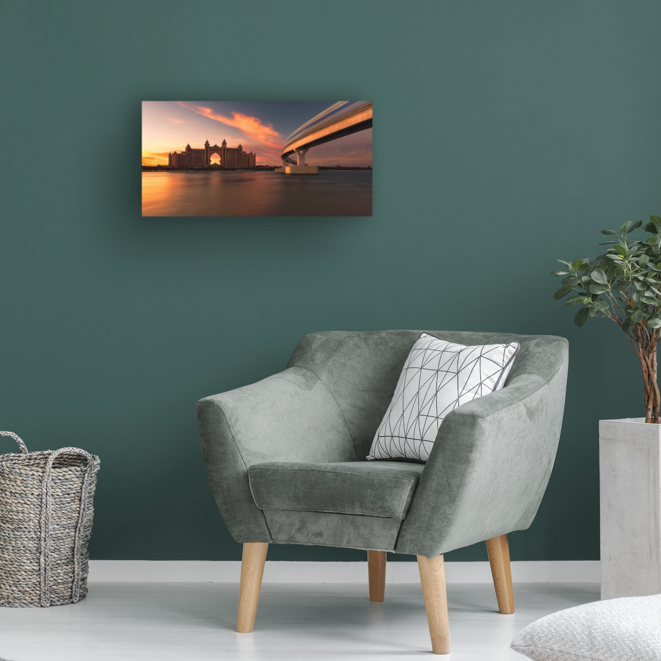 Canvas Wall Art - Majid Behzad 'Atlantis Sunset' Wall Art for Living Room, Bedroom, or Office D?cor by Trademark Fine Art - 32 x 16 Inches