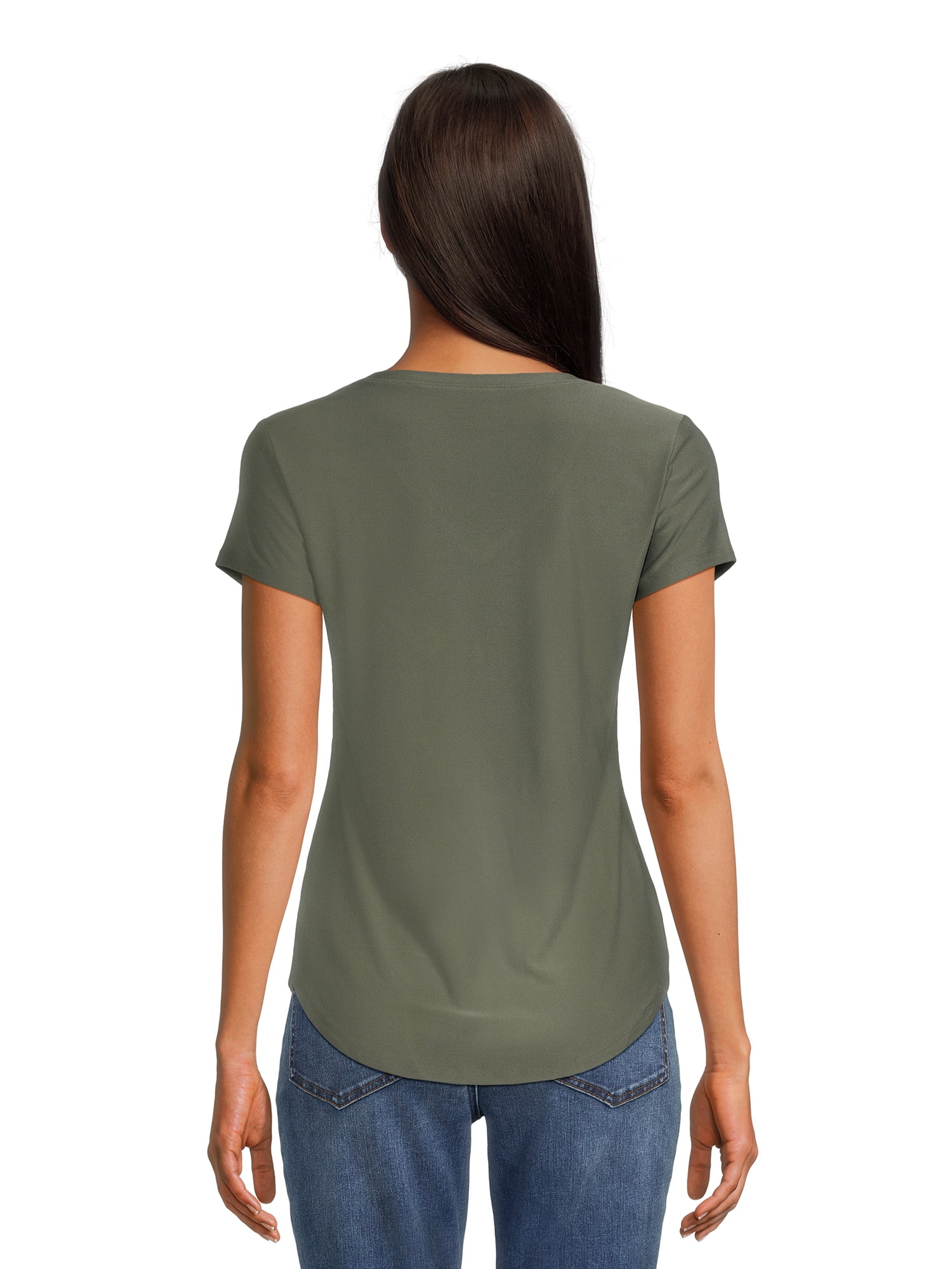 No Boundaries Women's Junior's Brushed V-Neck Short Sleeve T-Shirt