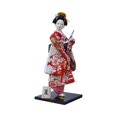 thumbnail image 2 of deevoka Traditional Statue 12in Japanese Kimono Geisha Doll Collectible Statuette Asian Red White Flower, 2 of 9
