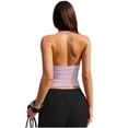 thumbnail image 2 of Felirenzacia Women's Ribbed Knitted Halter Tank Top, Casual Sleeveless Sweetheart Neck Tops Spaghetti Strap Open Back Cami Tee,Pink,XL, 2 of 9