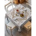 thumbnail image 2 of Brown Boho Suqare Tablecloth - 60 x 60 Inch, Vintage Abstract Art Floral Ethnic Tribe Waterproof & StainResistant Tablecloth, Washable Oil-proof Table Cover for Dining/Party/Wedding/Camping/Buffet, 2 of 9