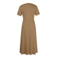 thumbnail image 4 of Jzuxvd Short Sleeve Maxi Dress Casual Plus Size Crewneck Long Dress Elegant Formal A Line Smocked Flowy Party Dress Light Brown 5XL, 4 of 4