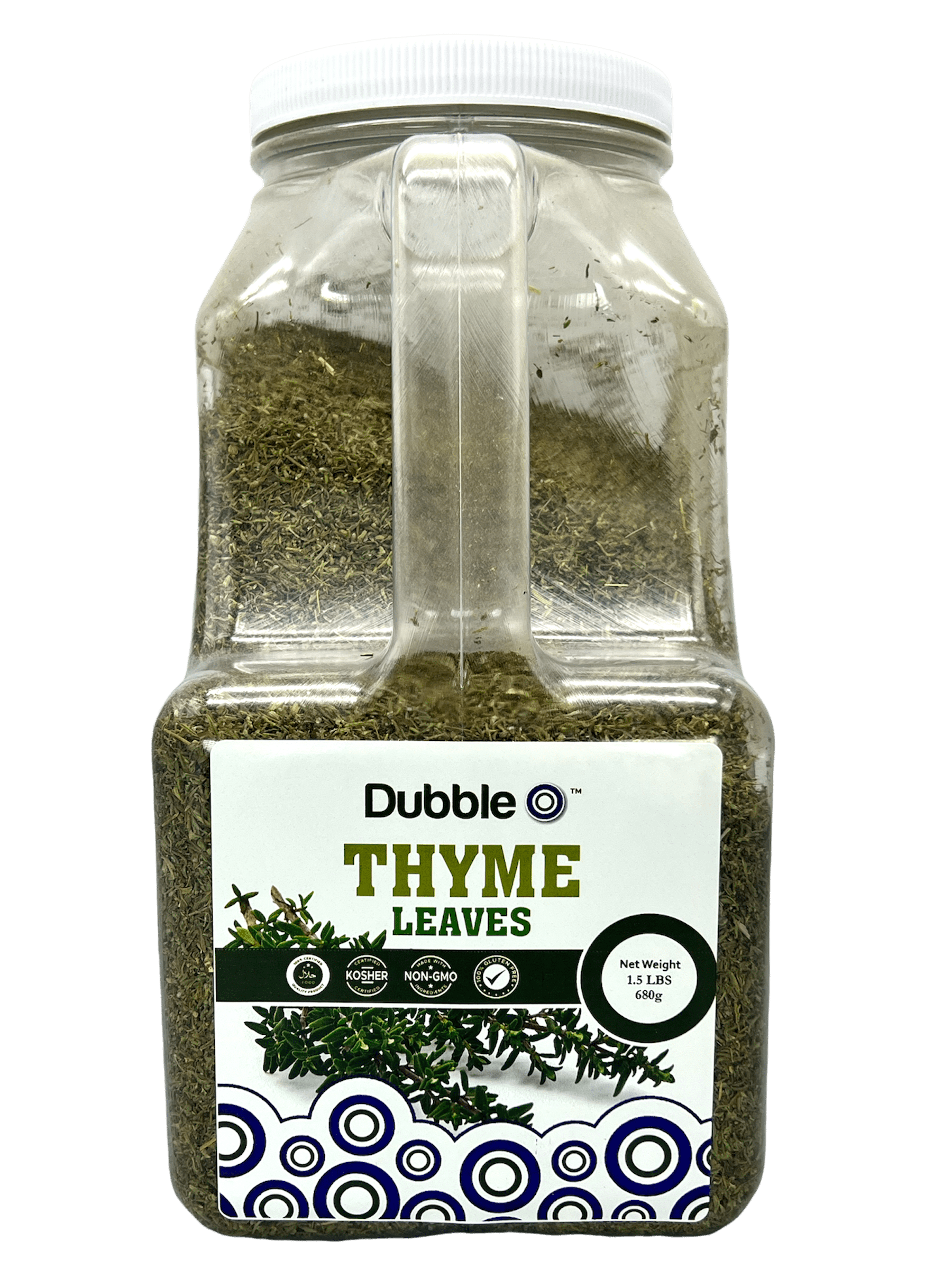 Thyme Leaves in Bulk 2 lbs. Non GMO, Kosher, Halal, and Gluten Dubble O Brand