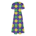 thumbnail image 5 of Summer Beach Dress for Women 2024 Plus Size Fashion Mardi Gras Printed Carnival Short Sleeve Crewneck Dress Casual Flowy Tiered Maxi Beach Dress With Pockets 50% off Clearance!, 5 of 6