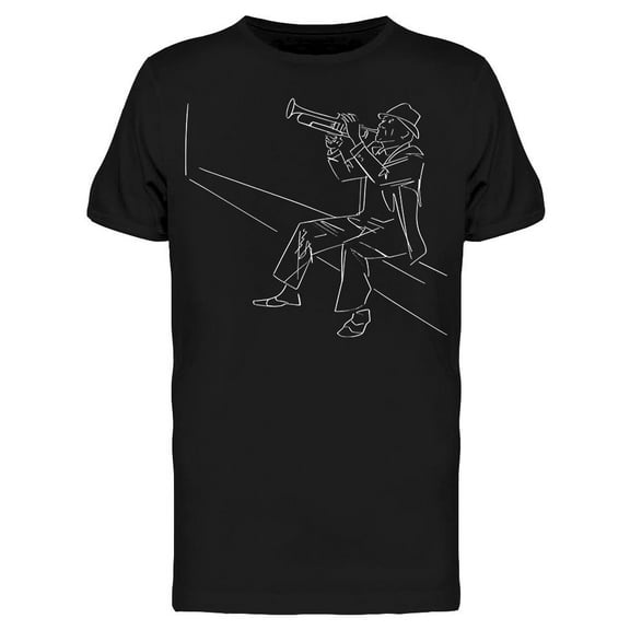 Saxophone Player, Line Sketch T-Shirt Men -Image by Shutterstock, Male 3X-Large